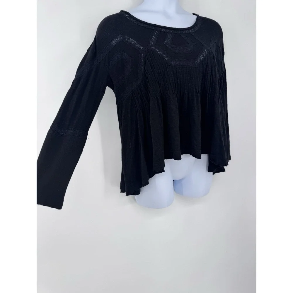 Free People pleats lace blouse